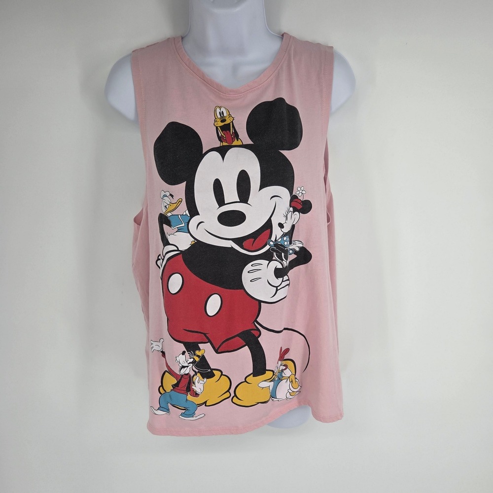 Disney Mickey Mouse Friends Pink Graphic Muscle Tank Top XL 15-17 Sleeveless Tee